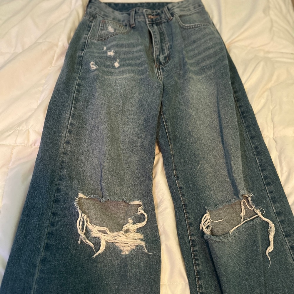 wide cut straight baggy denim